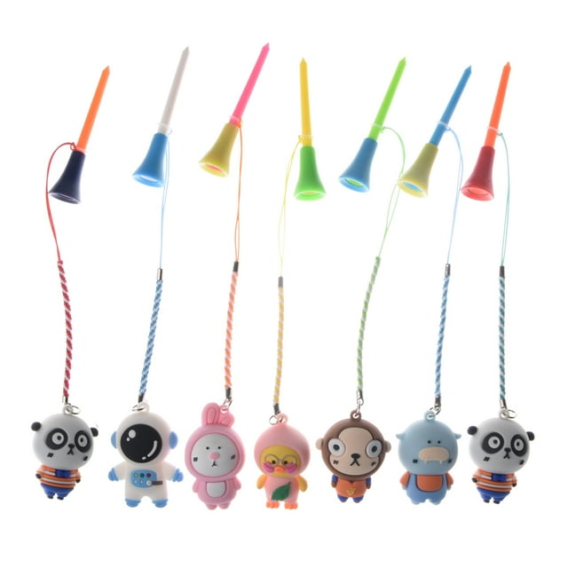 5Pcs Golf Rubber Tee With PVC Cartoon Pattern Golf Ball Holder With Handmade Rope Prevent Loss Golf Accessories Golf Gift 5Pcs Random Patterns