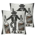 thumbnail image 2 of Acheng Throw Pillow Cover Alcohol Bottle Ice Glasses Feet Sketch Engraving Square Sofa Pillow Case Black White Cartoon Funny Vintage Retro Cushion Cover Home Couch Bed Decor,2 Pcs White, 2 of 6