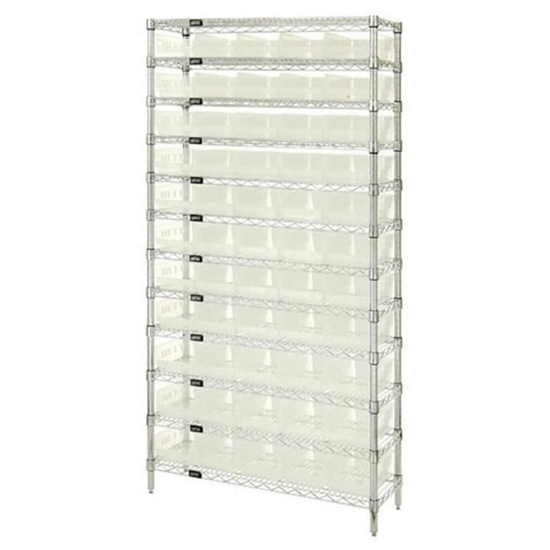 12 Shelf Chrome Wire Shelving Unit With 55 Clear Plastic Storage Bins Walmart Com Walmart Com