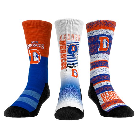 Unisex Rock Em Socks Denver Broncos Throwback Three-Pack Crew Sock Set