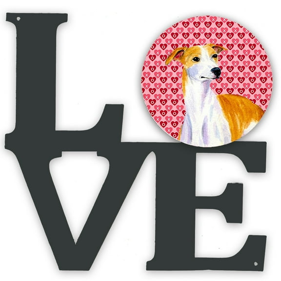 Whippet Hearts Love and Valentines Day Portrait Metal Wall Artwork LOVE