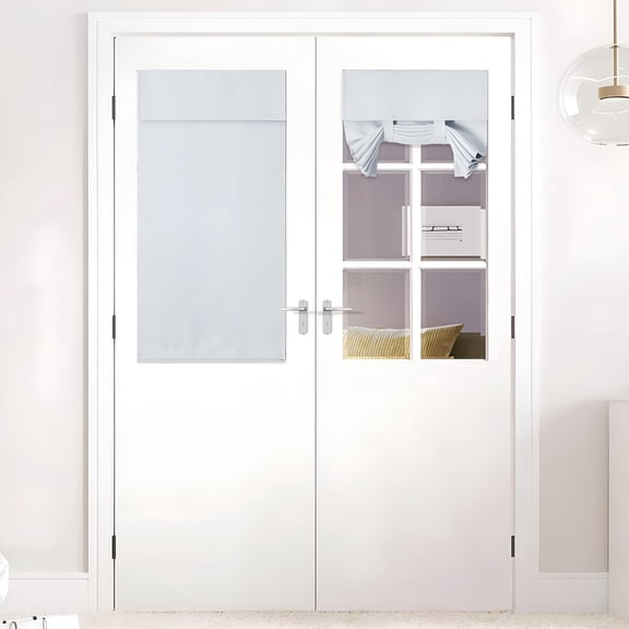 AUQ 2026 New Small Door Curtains for French Door,Thermal Insulated Blackout Kitchen Curtains Tool Free Self Adhesive Window Cover for Doorways/Half Window,1 Panel,26"