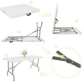 thumbnail image 4 of Set of 2 Folding Table 6 FT Lightweight Camping Table Portable Plastic Rectangular Outdoor Dining Table Steel Legs Fold-in-Half with Carrying Handle for Indoor,Picnic,Party,Wedding,Events(White), 4 of 6