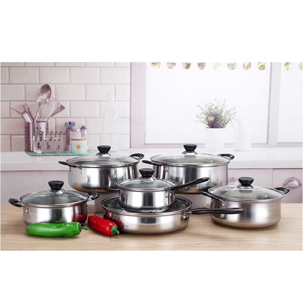 6 Piece Pots And Pans Stainless Steel Cooking  Kitchen  