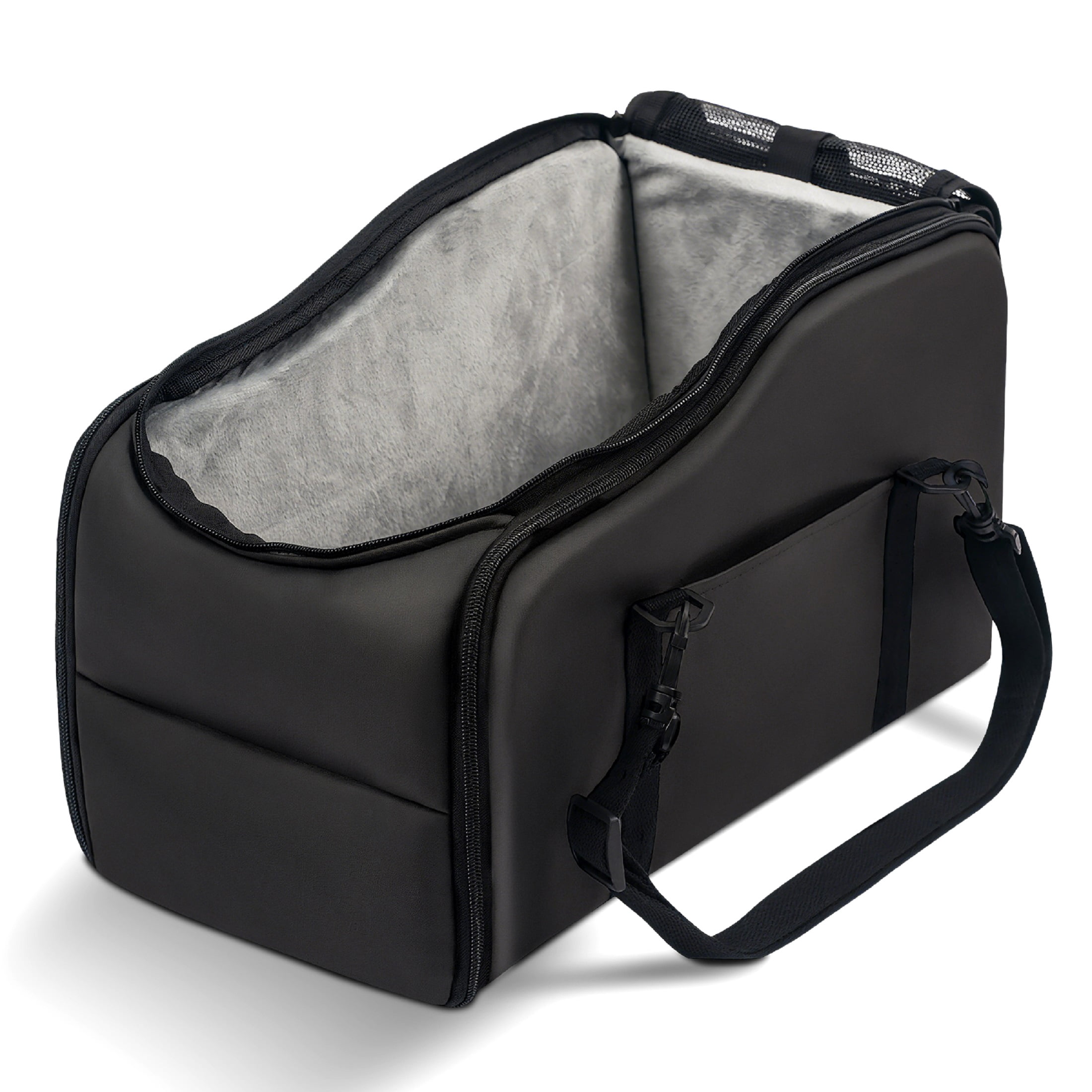 Pet Booster Seat For Cars, Dog Car Carrier With Safety Harness, Portable Travel Vehicle Pet Bed for Small Dogs, Cats Easy-Clean & Sturdy Construction, Black