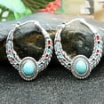 thumbnail image 4 of Pendientes colgantes de compromiso boho vintage con gancho y piedras preciosas turquesa para boda, 4 of 8