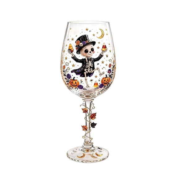 Halloween themed 3D wine glasses, hand-painted glasses for Halloween, beer glassware for holiday parties, cocktails, bars, Halloween party glasses, household items(B)