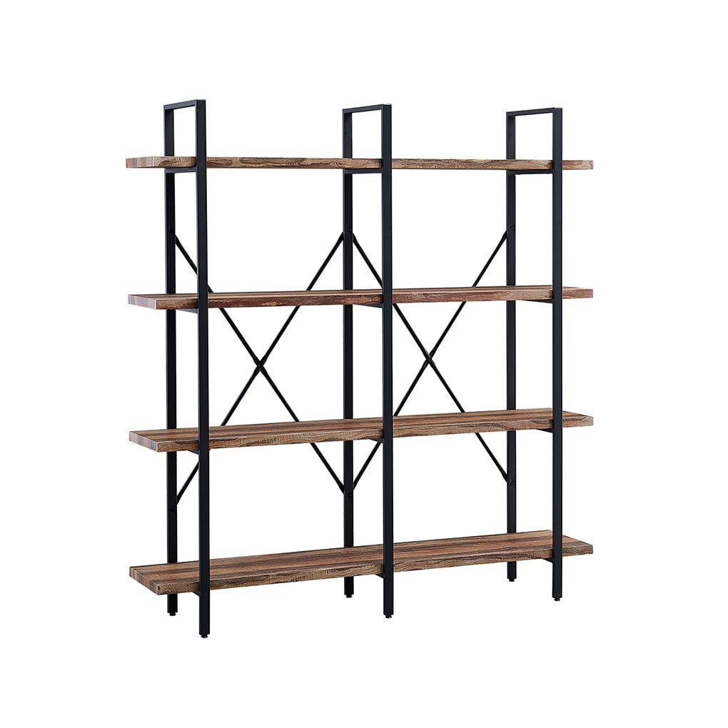 Brongsleet Bookshelf Home Office Book 4 Layers Metal Frame Display Shelf MDF Board