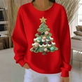 thumbnail image 2 of Yteetum Chandails en Molleton de Noël pour Femmes, Col Rond, Tricot Côtelé, Chandail Sans Capuche, Imprimé Graphique, Manches Longues, 2 of 4