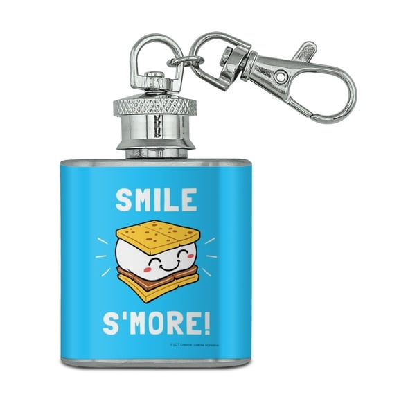 Smile S'More Funny Humor Stainless Steel 1oz Mini Flask Key Chain