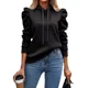 thumbnail image 1 of Sudadera Negra Para Mujer Hoodie Con Capucha Afelpada Casual, 1 of 8