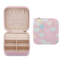 Unique Bargains Mini Jewelry Box for Women PU Leather Organizer with Zipper Pink