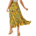 thumbnail image 3 of INSPIRE CHIC Jupe Portefeuille Hawaïenne de Plage pour Femme à Imprimé Floral Tropical, à Volants, à Nouer Soi-Même, Fendue, L Jaune, 3 of 6
