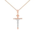 thumbnail image 1 of SOLID TWO TONE ROSE GOLD AND WHITE GOLD INRI CROSS PENDANT NECKLACE ( 1.39") :  10K  Pendant with 16" chain, 1 of 1