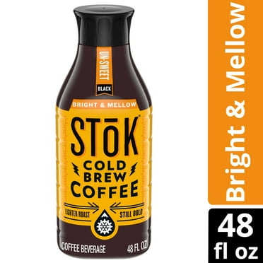 SToK Bright & Mellow Medium Roast Black Unsweetened Ready to Drink Cold Brew Coffee Bottle, 48 fl oz