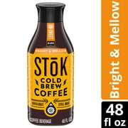 SToK Black, Unsweetened, Light Roast Bright & Mellow Cold Brew Coffee, 48 fl oz Bottle