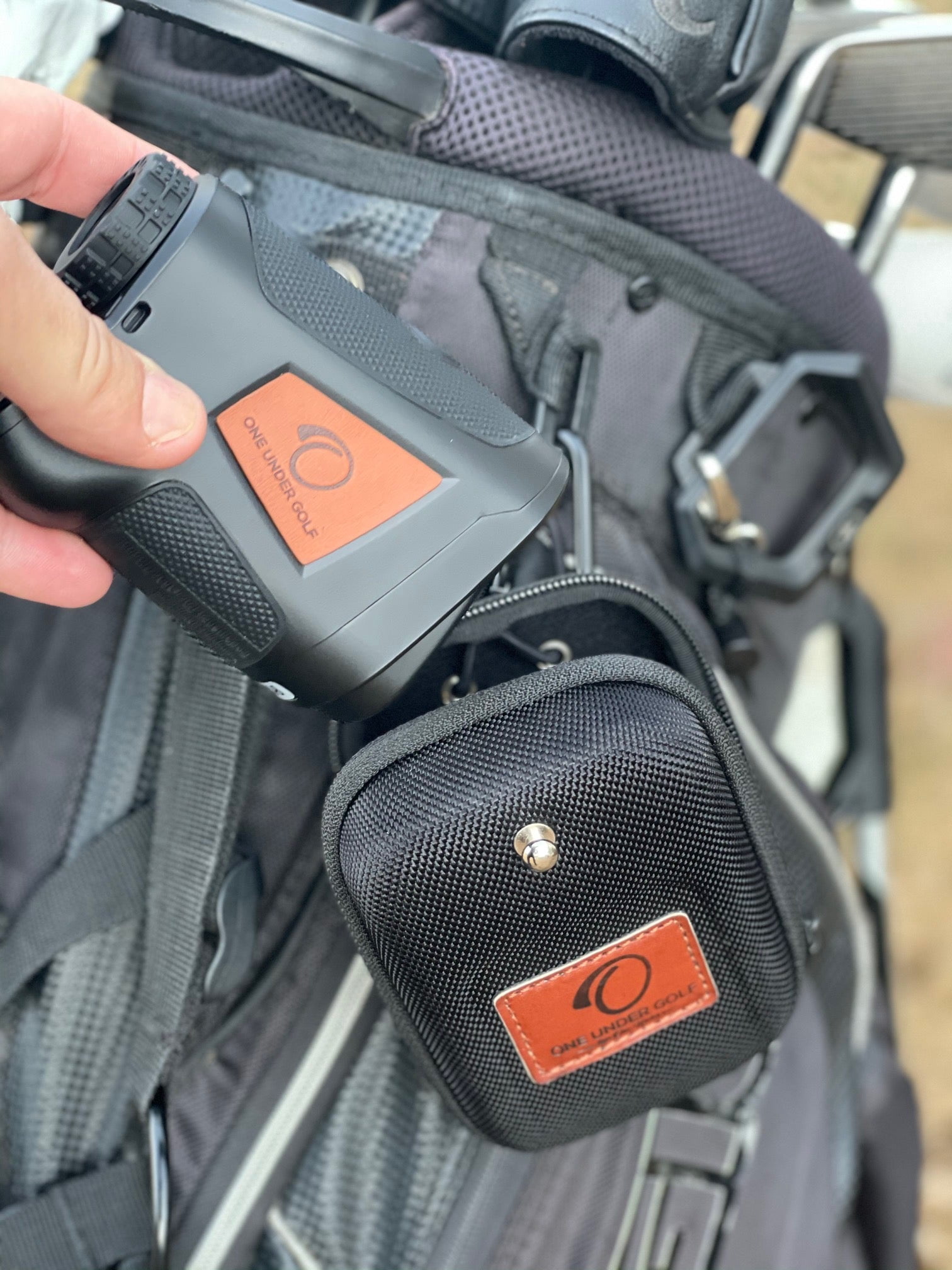 Golf Rangefinder by One Under Golf- Sleek Design with Built In Magnet Locks on Cart Rail, Slope Compensation ON/Off, Jolt Vibration + Flag Lock Technology, 6X Magnification up to 800yds (Black)