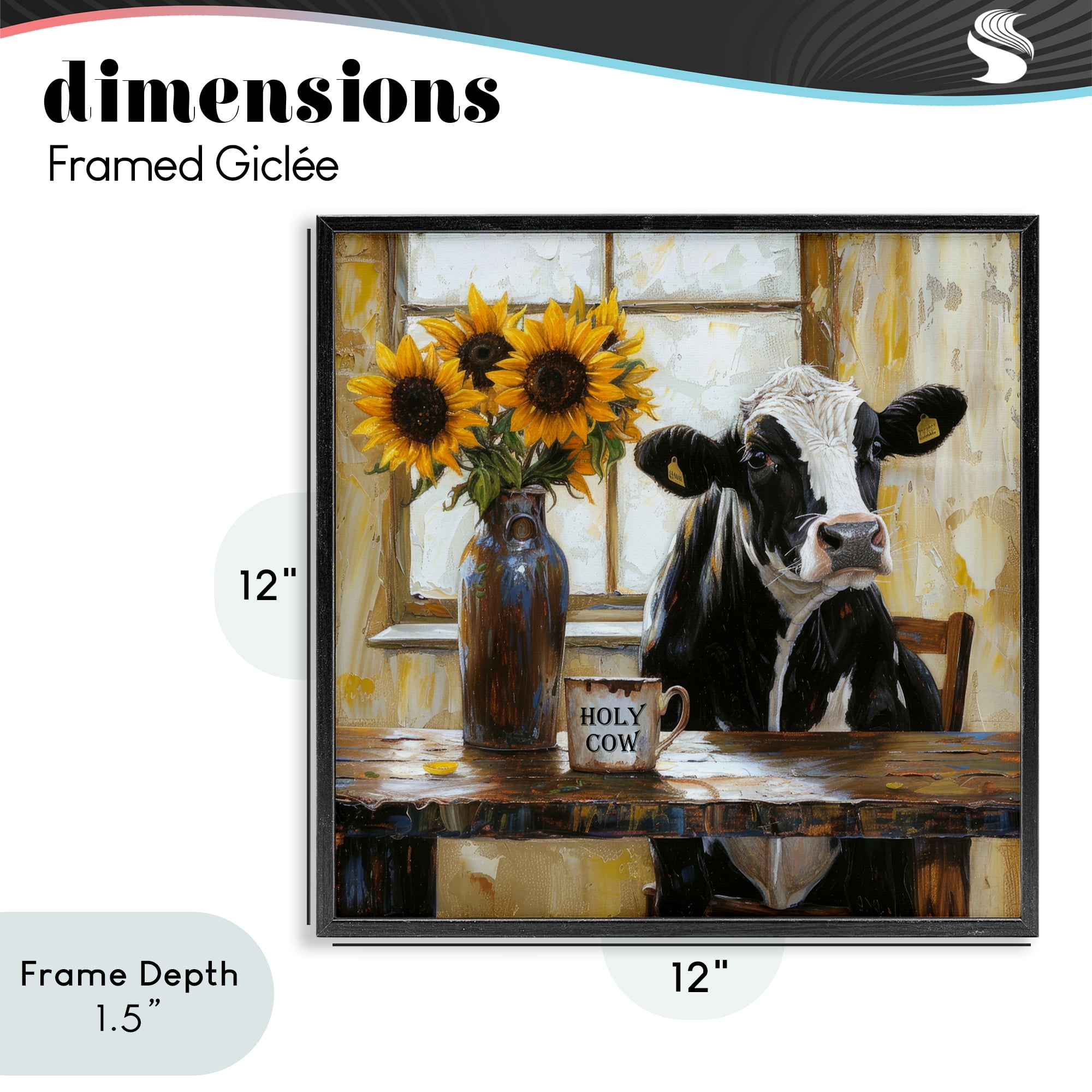 Stupell Industries Holy Cow Rustic Farm Table Black Framed Giclee Art, design by Tina LeCour
