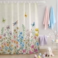 thumbnail image 2 of Shower Curtain Spring Flowers Shower Curtains for Bathroom Decor, Waterproof Polyester Shower Curtain Set with Hooks, Small Stall Size 36" x 72" Watercolor Butterfly Dragonfly, 2 of 9