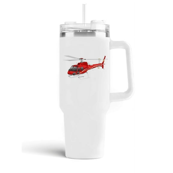 Aeromugs 40 oz Stainless Steel Insulated Travel Tumbler with Straw & Handle – Leakproof Lid | Airbus H125