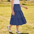 thumbnail image 2 of MKOSPLRT Girls' Maxi Skirts 4-15Y Tiered Elastic Waist Long Flowy Swing Ruffle Pleated Casual Summer Skirts for Travel Vacation, 2 of 9