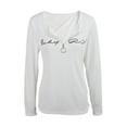 thumbnail image 2 of Women Long Sleeve Casual Shirts V Neck Letter Print Zipper Blouse Tops, 2 of 7
