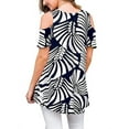 thumbnail image 4 of LilyLLL Womens Floral Print Short Sleeve Cold Shoulder Casual T Shirt Tops, 4 of 4