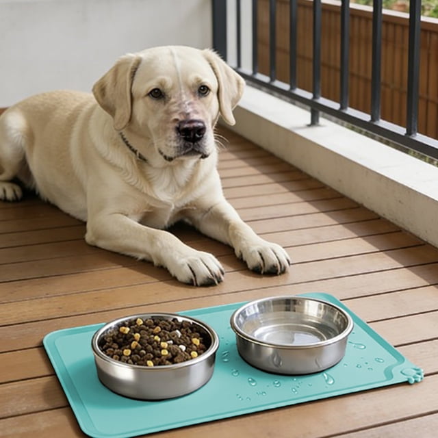 cpengpj Silicone Pet Food Mat Waterproof Non-Slip Dog Cat Feeding Bowl Placemat for Small Animals, Multi-Color
