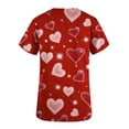 thumbnail image 5 of JGTDBPO Scrubs Top For Women V-Neck Workwear Soft Stretch Easy Care Blouse Valentine'S Day Print Short Sleeve Working Uniform Tops Medical Scrub Shirts, 5 of 5