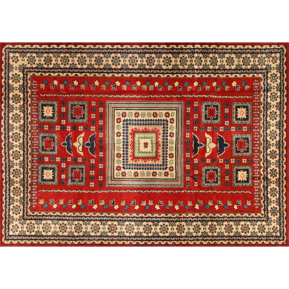 Ahgly Company Indoor Rectangle Traditional Red Geometric Area Rugs, 2' x 3'