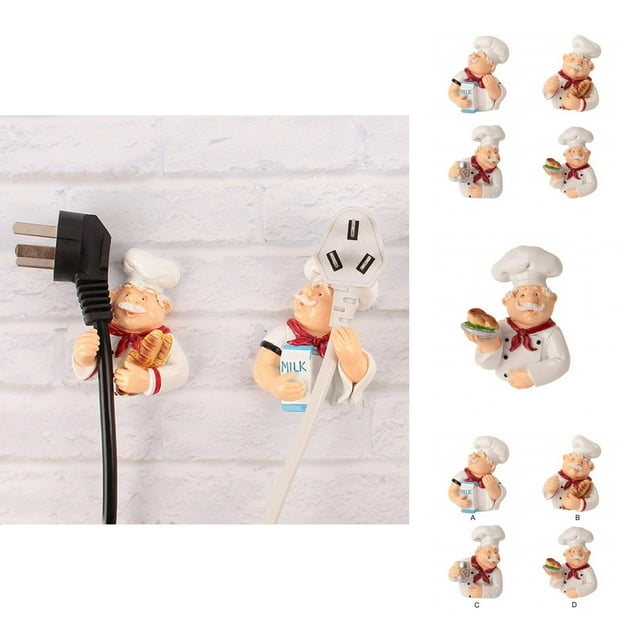 Plug Hook Support de Cordon d'Alimentation Multifonctionnel Adhésif Fort Sans Perçage Dessin Animé Chef pour la Maison