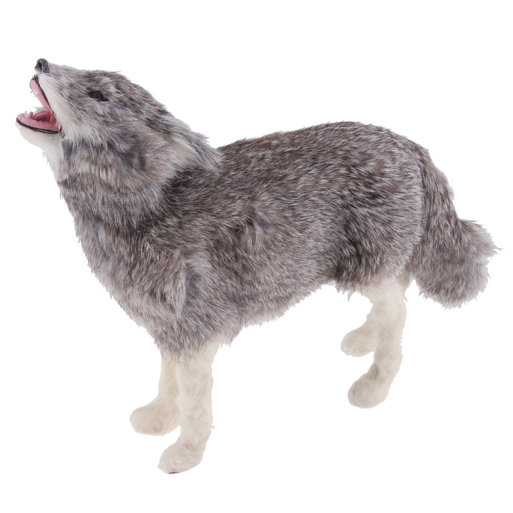 Grey Simulated Standing Howling Wolf Outdoor Home Garden Statue Sculpture 