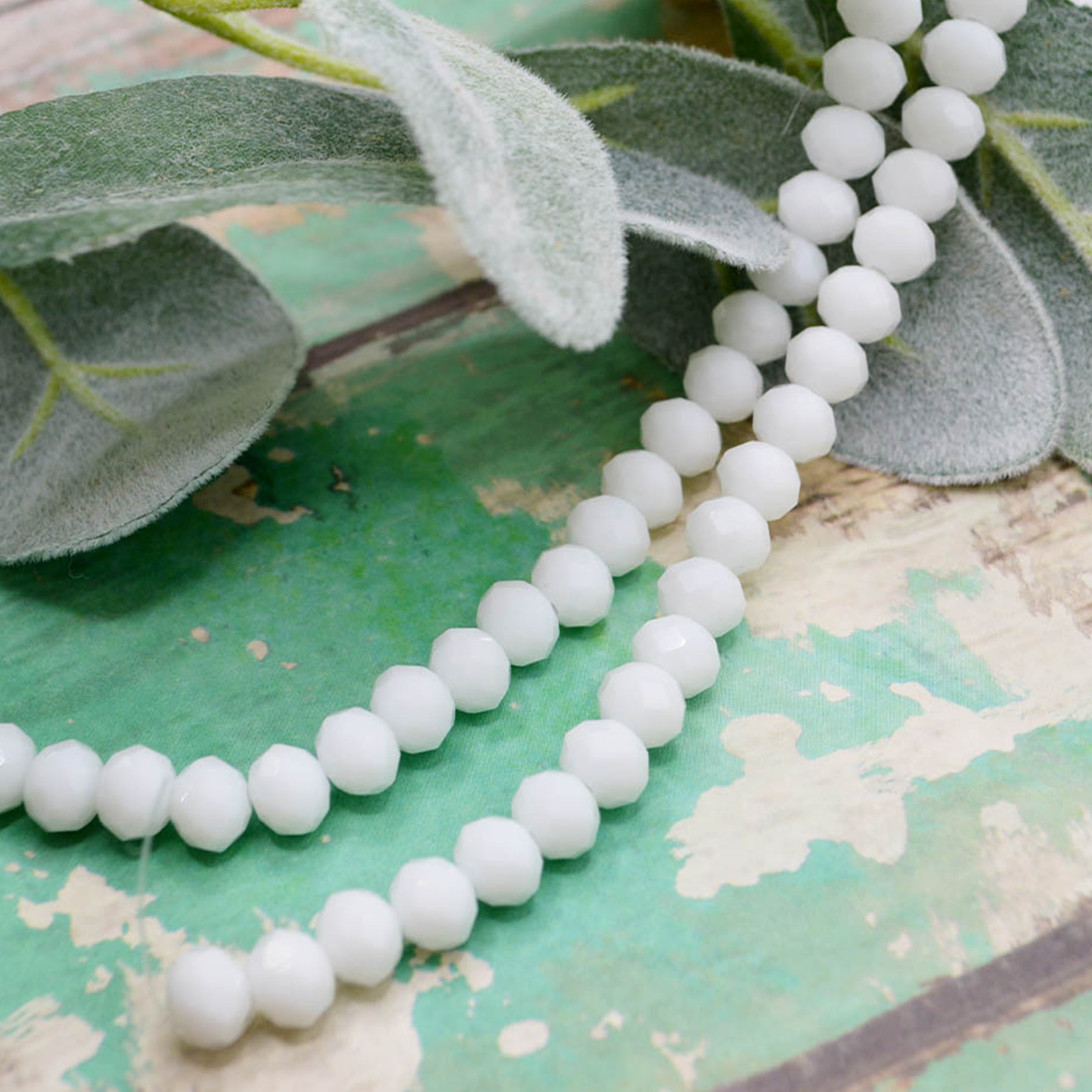 Jesse James Glass Strand Rondelle Beads – White, 1 Piece, Multi-Purpose for Teens and Adults