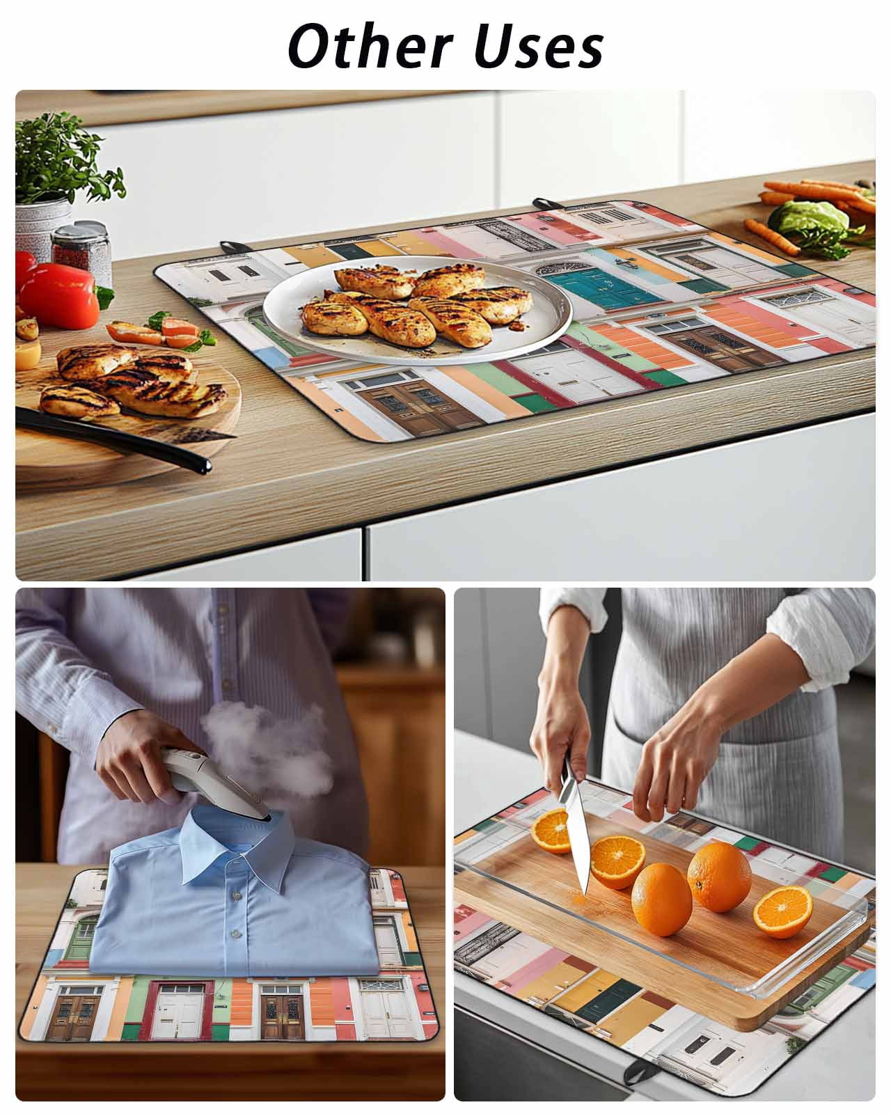 Stove Top Covers for Electric Stove, Puerto Rico Glass Stovetop Cover Protector, Vintage Boho Style Door Gates Induction Cooktop Protector Oven Mat for Kitchen Countertop 24"x21"