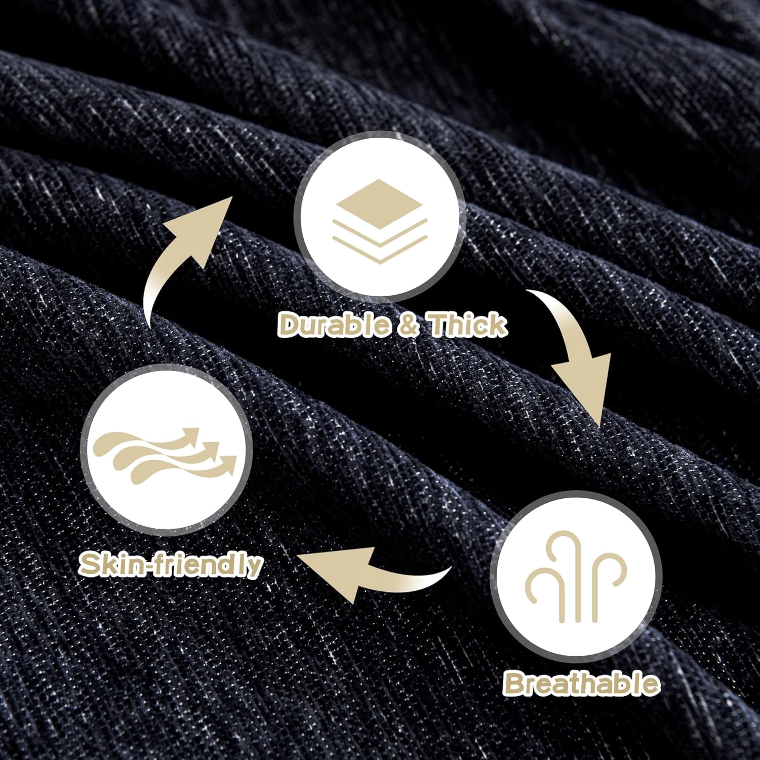 Sectional Cover Couch, Couch Cover for Dogs, Washable Couch Covers for 3 Cushion Couch Sofa, Super Soft Chenille Sofa Slipcover, Non Slip, Furniture Protector, 91"x134", Navy Blue
