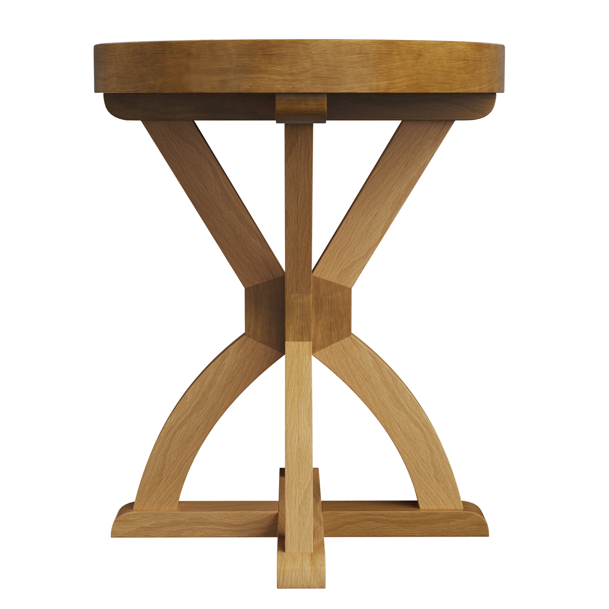 Lavish Home - Mango Wood Round Pedestal Side Table for Couch, Entryway, or Bed (Natural with Light Stain)