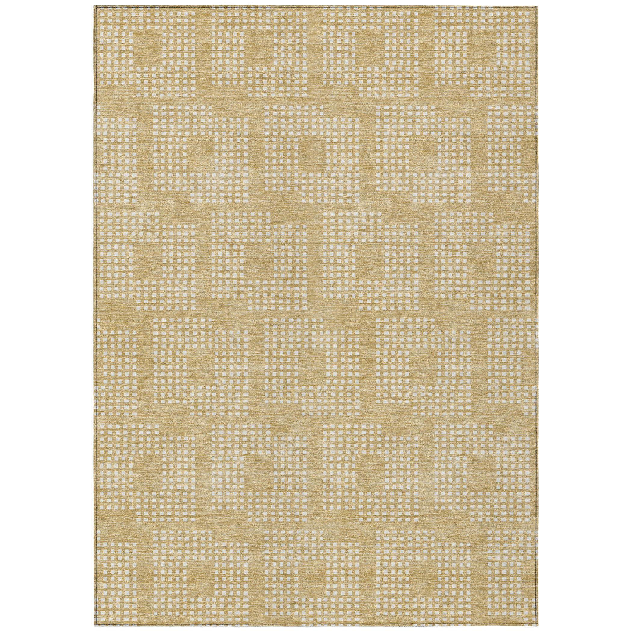 Addison Rugs Chantille Indoor/Outdoor Transitional Squares Gold Washable Rectangle Rug, 10' x 14'