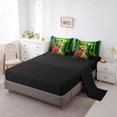 thumbnail image 3 of Leopard Rose Bed in a Bag Twin 7 Pieces,Abstract Green Ombre Comforter Set Reversible Cheetah Print Floral Design,Ultra Soft & Breathable Bedding Sets with Comforter,Sheets,Pillowcases & Shams, 3 of 5