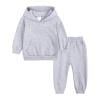 Little Girls Sweatsuit 2 Piece Casual Outfits Long Sleeve Pullover Hoodies Sweatpants Solid Cotton Lounge Set, Gray, 12-13 Years