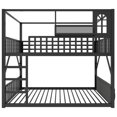 thumbnail image 5 of HOQBN Floor Bunk Bed Twin Over Twin,Metal Low Bunk Bed Frame with Storage Shelves and Storage Bag,Black, 5 of 17