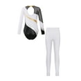 thumbnail image 2 of Doomiva Kids Girls Sparkle Long Sleeve Ballet Dance Gymnastics Leotard Bodysuit Unitard with Leggings Trousers Set White 8, 2 of 7