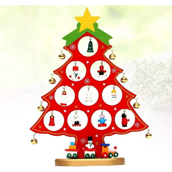 LINLIN Christmas Tree Ornaments, Wooden Tabletop Christmas Tree Christmas Toy Set Mini Christmas Tree Wooden Christmas Tree Desktop Decoration for Xmas Home Decor