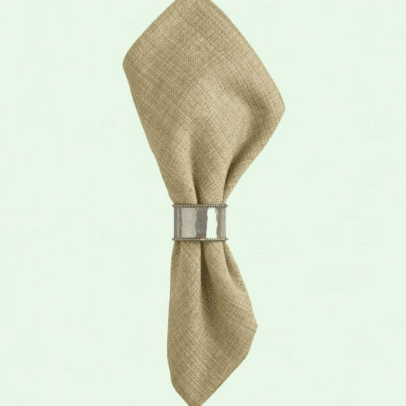 Pewter Napkin Ring Set of 4, Hammered Cuff Design