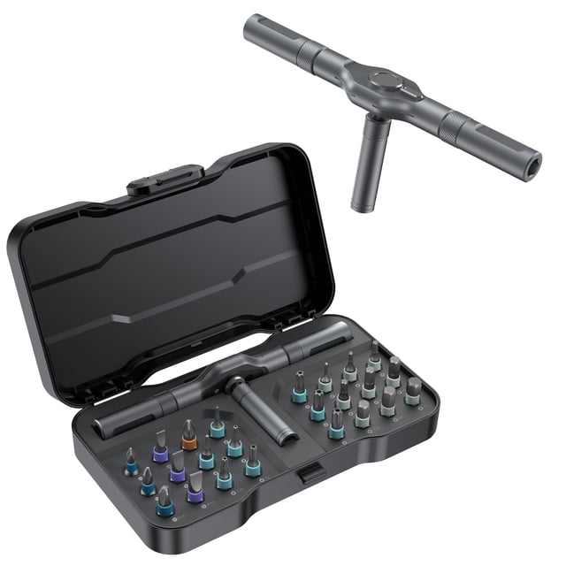 Juego de destornilladores magnéticos DYLIFE 24 en 1 con trinquete y funda