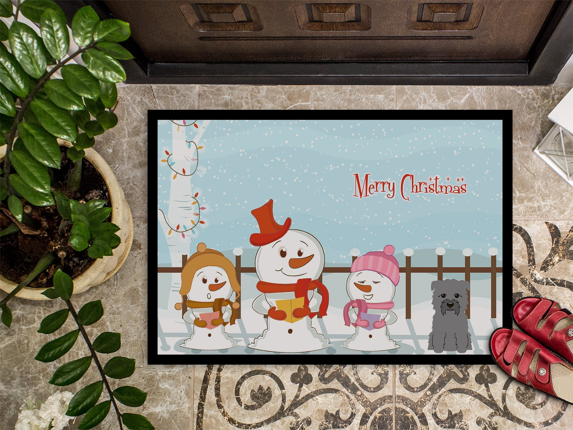 Merry Christmas Carolers Glen of Imal Grey Door Mat