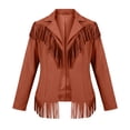 thumbnail image 5 of Miqool Womens Faux Suede Fringe Jacket Casual Long Sleeve Lapel Collar Button Down Jacket Vintage Cowgirl Style Western Coat, 5 of 6