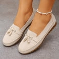 thumbnail image 4 of KIJBLAE Women's Plus Size Round Toe Closed Toe Moccasin Flats, Slip On Low Heel Soft Sole Casual Shoes Beige 42, 4 of 9