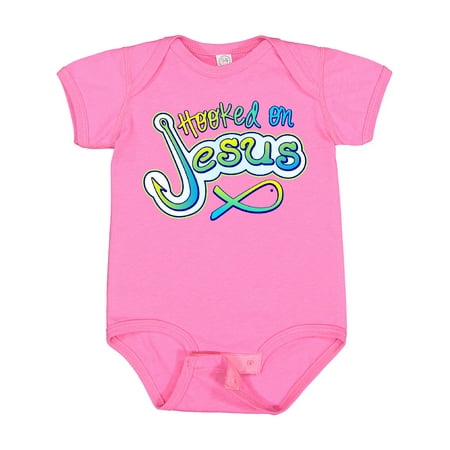 

Inktastic Hooked on Jesus Christian Gift Baby Boy or Baby Girl Bodysuit