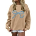 thumbnail image 4 of Craaazy Fall Sweatshirts for Women Trendy Cute Bow Sweatshirt Long Sleeve Hoodless Shirts Casual Loose Crewneck Pullover Tops Womens Shirts, 4 of 5