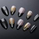 thumbnail image 2 of Uñas postizas Press On AROVFAM 24 piezas negras y doradas almendradas, 2 of 8